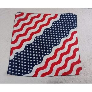 Vintage American Flag Scarf Red White & Blue Bandana Stars & Stripes USA Made